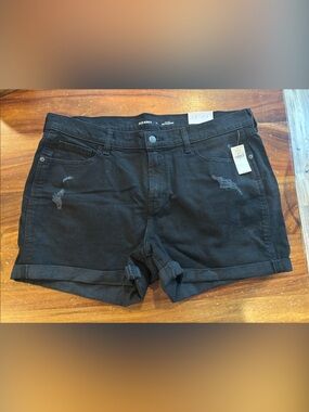 Old Navy Black Rolled-Hem Distressed Women's Shorts